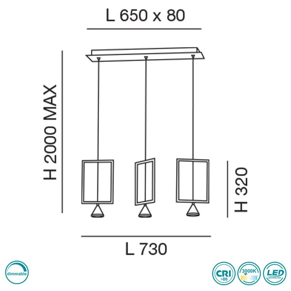 Φωτιστικό Κρεμαστό Fabas Luce Sirio 3390-49-225 Χρυσό