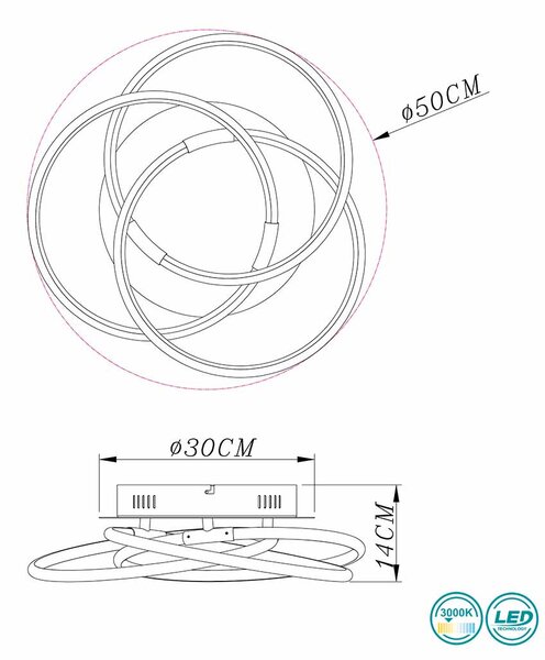 Φωτιστικό Οροφής Globo Lighting Barna 67828-30G Χρυσό