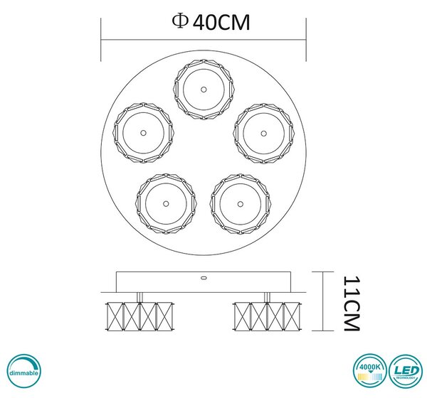 Φωτιστικό Οροφής Globo Lighting Amur 49350D4 Χρώμιο