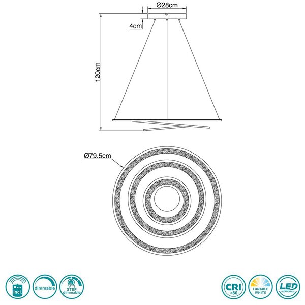 Κρεμαστό Φωτιστικό Globo Lighting Torrelle 67122-120G Γκρι Σκούρο