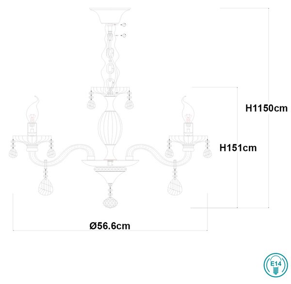 Πολυέλαιος Globo Lighting Melissa 64109-6 Χρυσό