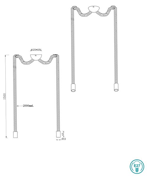 Φωτιστικό Κρεμαστό Trio Lighting Rope 310100204