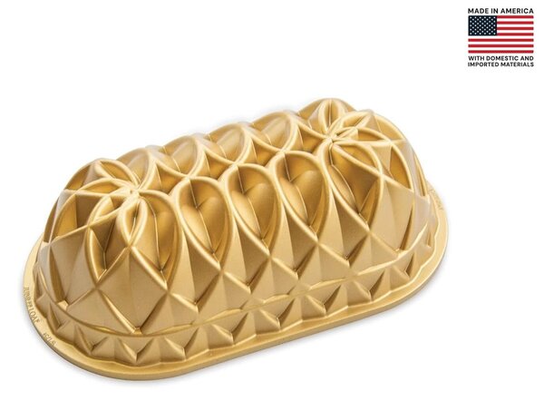 Φόρμα για κέικ Jubilee Nordic Ware Premier Gold σε μακρόστενο σχήμα, με διαστάσεις 26x15x8cm