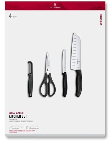 Σετ Μαχαίρια και εργαλεία κουζίνας Victorinox Swiss Classic - Black - 4 τεμάχια - Σε συσκευασία δώρου