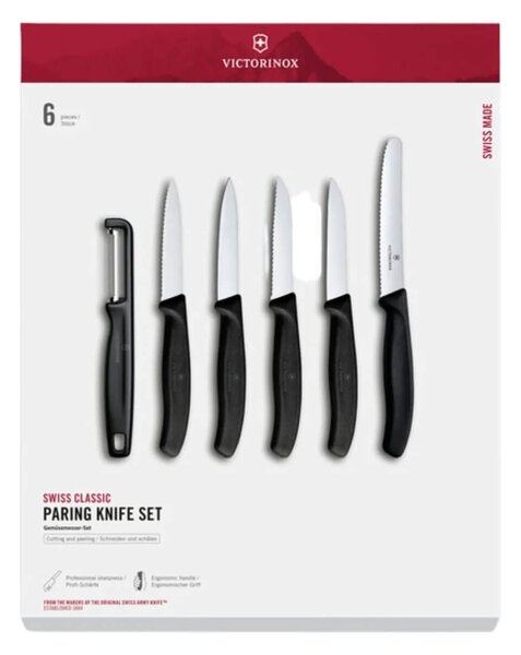 Σετ Μαχαίρια κουζίνας και αποφλοιωτής Victorinox Swiss Classic - Black - 6 τεμάχια - Σε συσκευασία δώρου