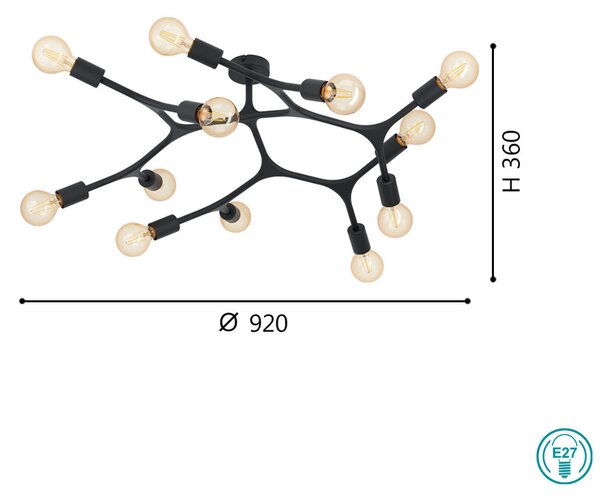 Φωτιστικό Οροφής Eglo Bocadella 1 98319 Μαύρο
