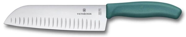 Μαχαίρι Santoku Victorinox Swiss Classic με αυλακώσεις με πράσινη λαβή και μήκος λεπίδας 17cm