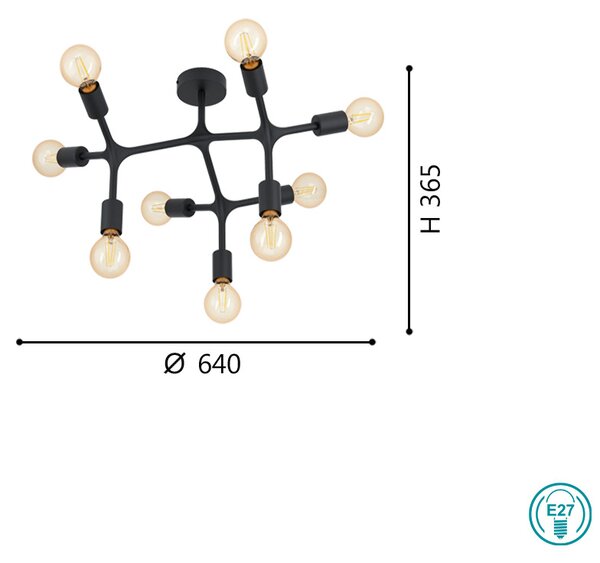 Φωτιστικό Οροφής Eglo Bocadella 1 98318 Μαύρο