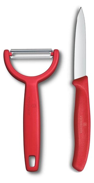 Σετ Μαχαίρια Γενικής Χρήσης & Αποφλοιωτής Victorinox Swiss Classic με μήκος λεπίδας 8cm - Red - 2 τεμάχια