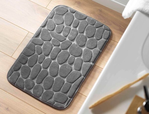 Πατάκι Μπάνιου Ricochet Douceur d'intérieur με memory foam και διαστάσεις 50x80cm - Charcoal Grey