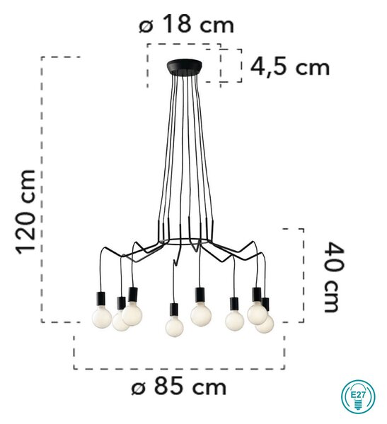 Φωτιστικό Κρεμαστό Fan Europe Habitat-S8 NER 8031414869503 Μαύρο