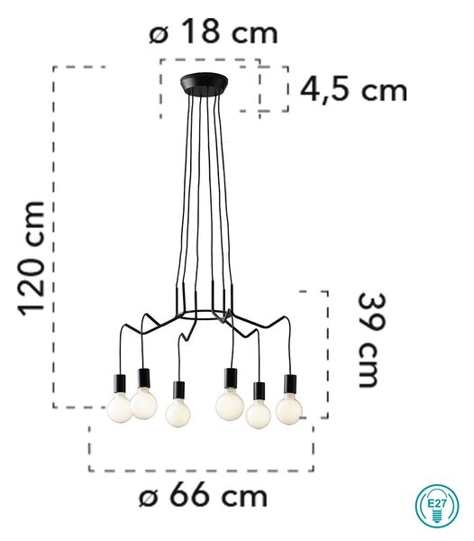 Φωτιστικό Κρεμαστό Fan Europe Habitat-S6 NER 8031414869497 Μαύρο