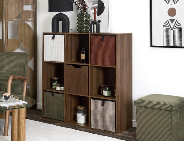 Ραφιέρα Οργάνωσης Tiffany Home Deco Factory με 9 ράφια και διαστάσεις 99.3x31.8x97.8cm - Συνδυάζεται με κουτιά αποθήκευσης - Σε απόχρωση Καφέ