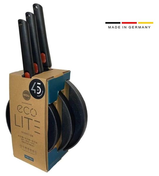 Σετ αντικολλητικά Τηγάνια Woll Eco Lite QXR από ανακυκλώμενο αλουμίνιο με διαμέτρους 20cm 24cm και 28cm - 3 τεμάχια