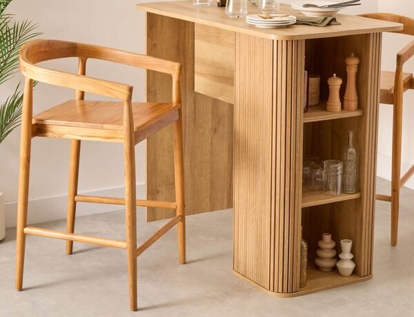 Σκαμπό μπαρ Miyako Atmosphera από Ξύλο teak, με διαστάσεις 55.5x56x95cm - Brown