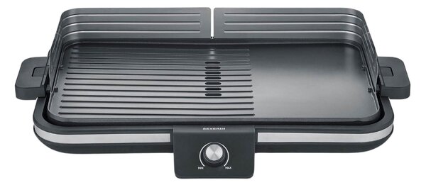 Ηλεκτρική Ψησταριά Severin 8564 με ισχύ 2300W, ρυθμιζόμενο θερμοστάτη, λεία και αυλακωτή πλάκα και επιφάνεια ψησίματος 50x30cm - Black