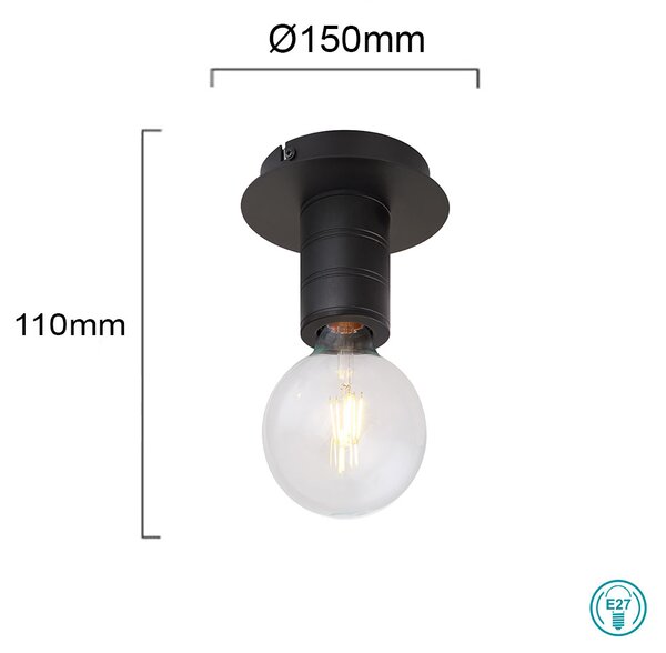 Φωτιστικό Οροφής Globo Lighting Hermine 54030-1D Μαύρο