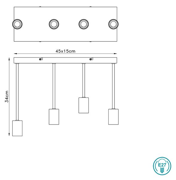 Φωτιστικό Οροφής Globo Lighting Martha 54008-4D Μαύρο