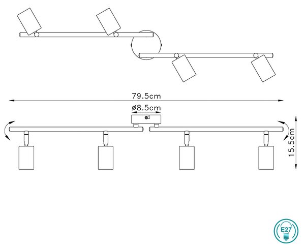 Φωτιστικό Οροφής Globo Lighting Martha 54008-4 Μαύρο