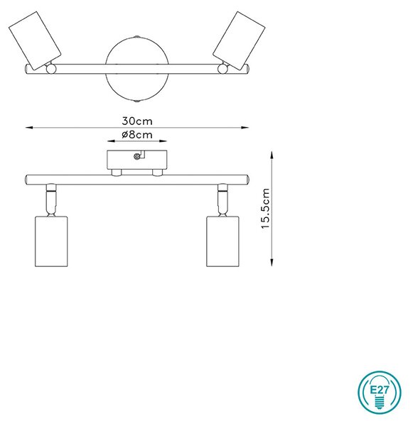 Φωτιστικό Οροφής Globo Lighting Martha 54008-2 Μαύρο