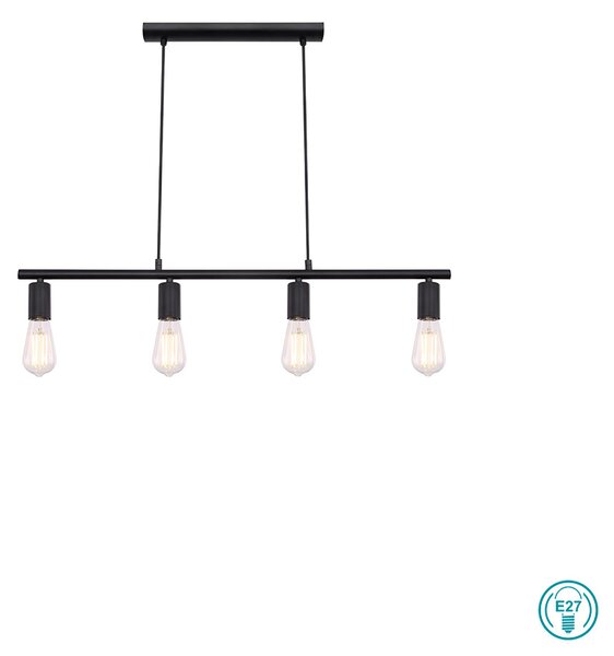 Κρεμαστό Φωτιστικό Ράγα Globo Lighting Martha 54008-4H Μαύρο