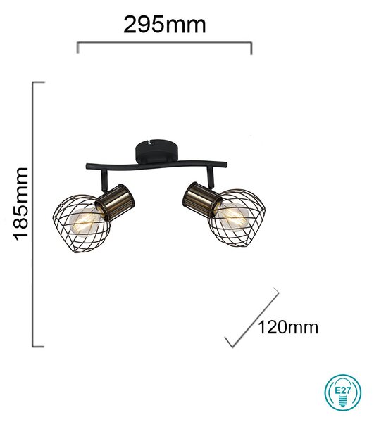 Φωτιστικό Οροφής Globo Lighting Argusto 54013-2 Μαύρο