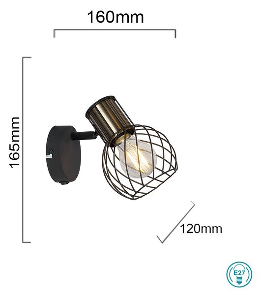 Απλίκα Globo Lighting Argusto 54013-1 Μαύρο