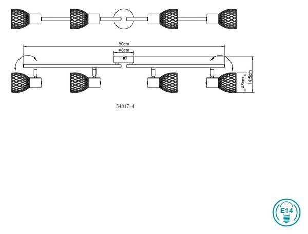 Φωτιστικό Οροφής Globo Lighting Isabelle 54817-4