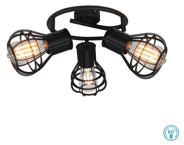 Φωτιστικό Οροφής Globo Lighting Clastra 15388-3 Μαύρο