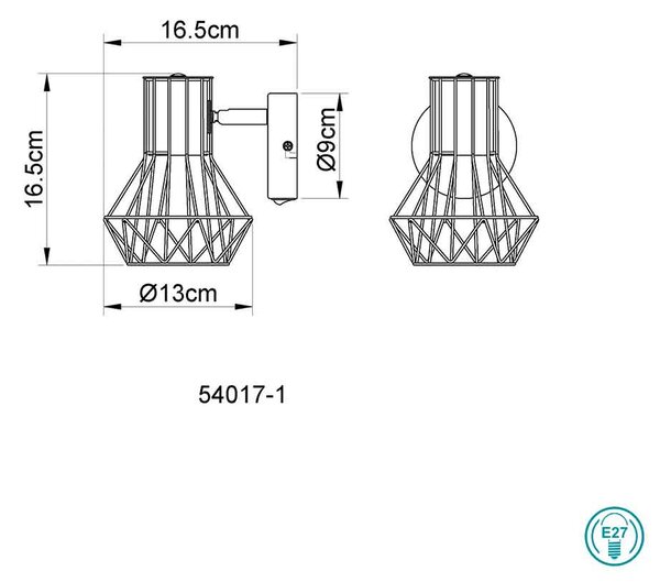 Απλίκα Globo Lighting Priska 54017-1 Μαύρο