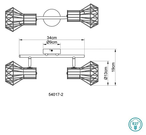 Φωτιστικό Οροφής Globo Lighting Priska 54017-2 Μαύρο