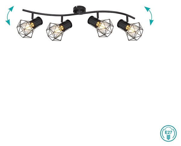 Φωτιστικό Οροφής Globo Lighting Priska 54017-4 Μαύρο