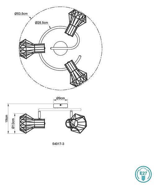 Φωτιστικό Οροφής Globo Lighting Priska 54017-3 Μαύρο