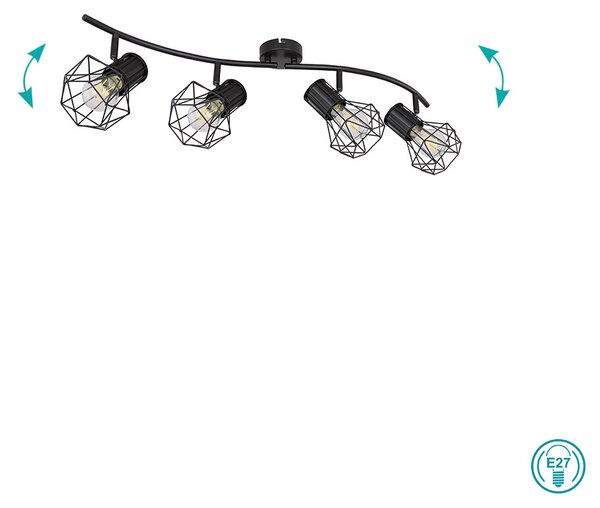 Φωτιστικό Οροφής Globo Lighting Priska 54017-4 Μαύρο