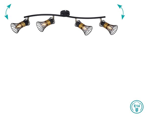 Φωτιστικό Οροφής Globo Lighting Purra 54814-4 Μαύρο