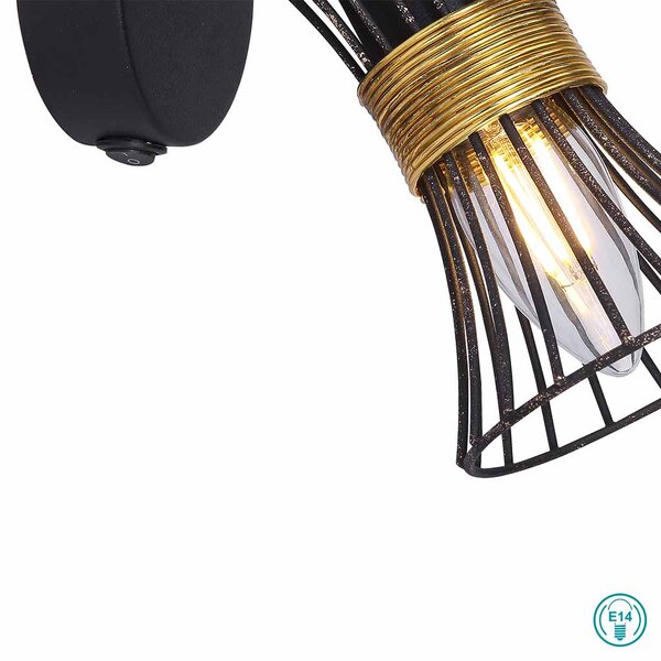 Απλίκα Globo Lighting Purra 54814-1 Μαύρο