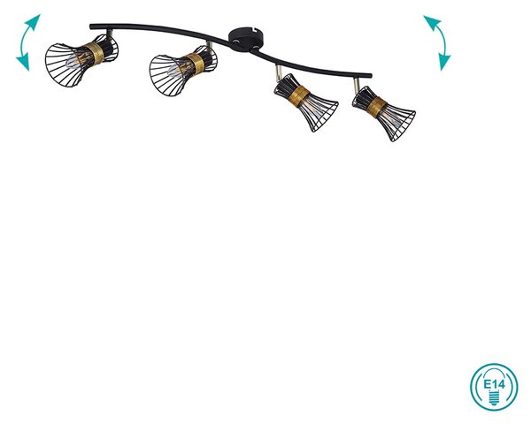 Φωτιστικό Οροφής Globo Lighting Purra 54814-4 Μαύρο