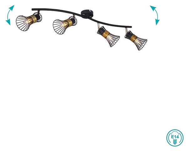 Φωτιστικό Οροφής Globo Lighting Purra 54814-4 Μαύρο