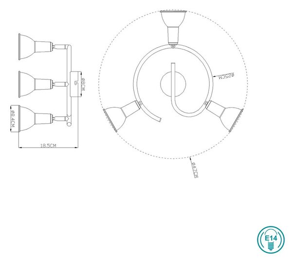 Φωτιστικό Οροφής Globo Lighting Caldera 54648-3 Λευκό