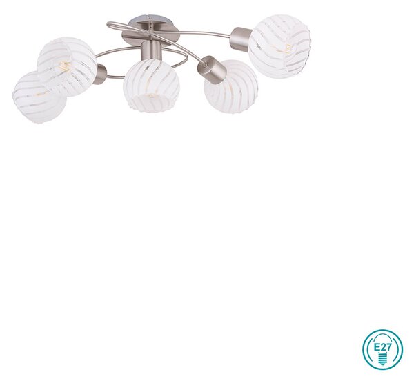 Φωτιστικό Οροφής Globo Lighting Willy 54025-5 Νίκελ Ματ