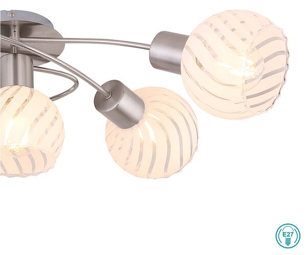 Φωτιστικό Οροφής Globo Lighting Willy 54025-5 Νίκελ Ματ