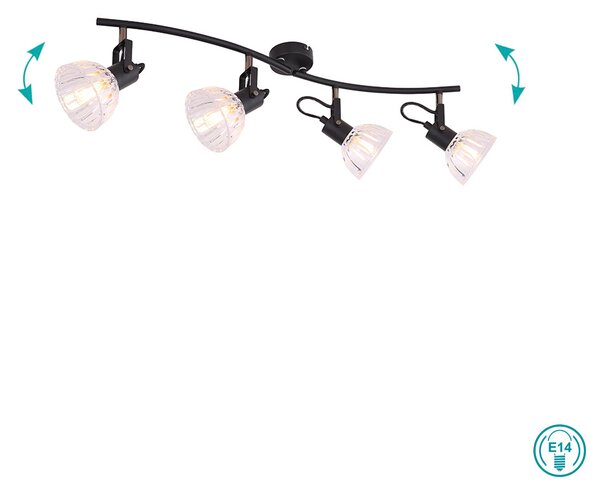 Φωτιστικό Οροφής Globo Lighting Vernole 54304-4 Μαύρο