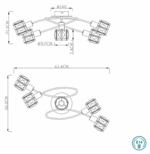 Φωτιστικό Οροφής Globo Lighting Kris 54356-5 Νίκελ Ματ