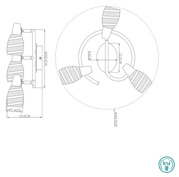 Φωτιστικό Οροφής Globo Lighting Roy 54985-3 Χρώμιο