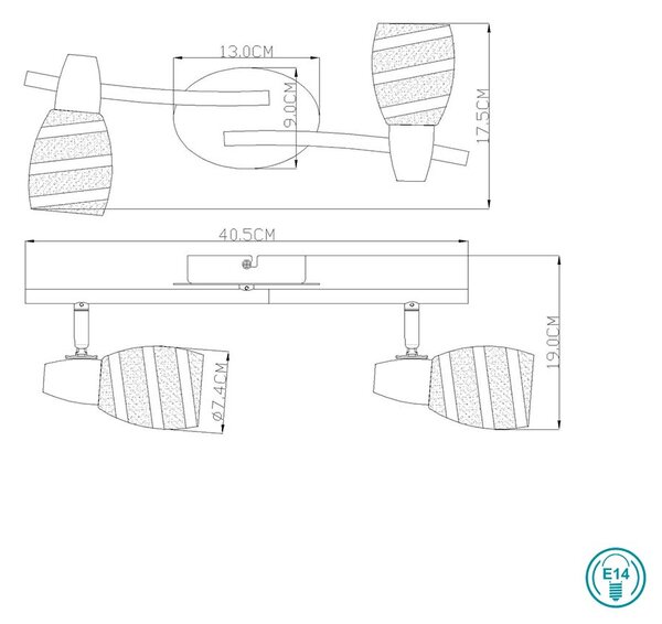 Φωτιστικό Οροφής Globo Lighting Roy 54985-2 Χρώμιο