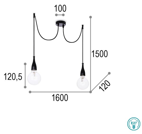 Φωτιστικό Κρεμαστό Ideal Lux Minimal 112671 Μαύρο