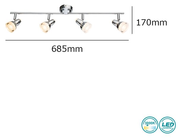 Φωτιστικό Σποτ Globo Lighting Alaska 56134-4 Χρώμιο