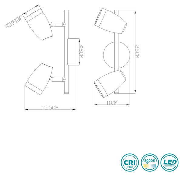 Φωτιστικό Οροφής Globo Lighting Minou 56109-2 Λευκό