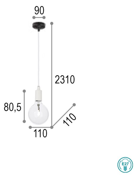 Φωτιστικό Κρεμαστό Ideal Lux Edison 113302 Λευκό