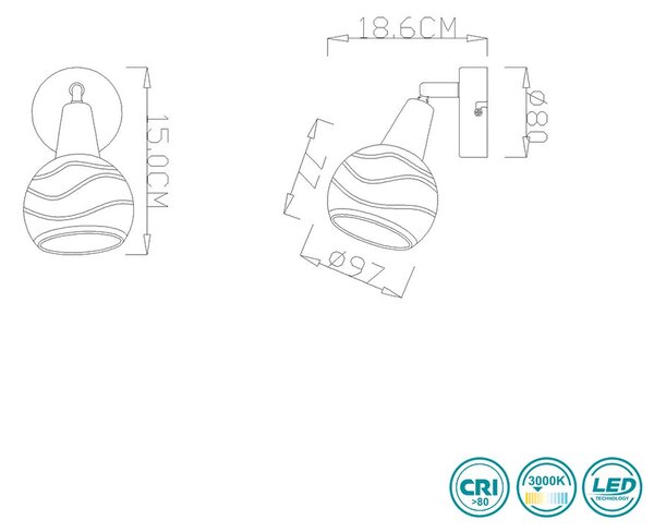 Απλίκα Globo Lighting Roman 54348-1 Νίκελ Ματ